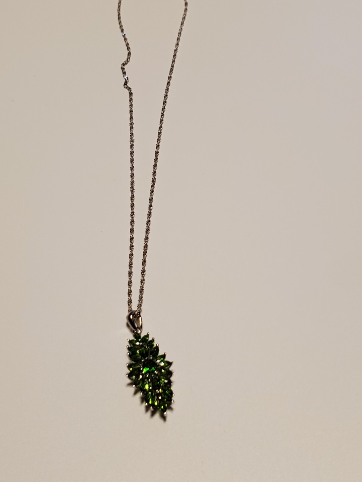 JTV OVAL AND MARQUISE CHROME DIOPSIDE RHODIUM OVER SILVER PENDANT WITH CHAIN