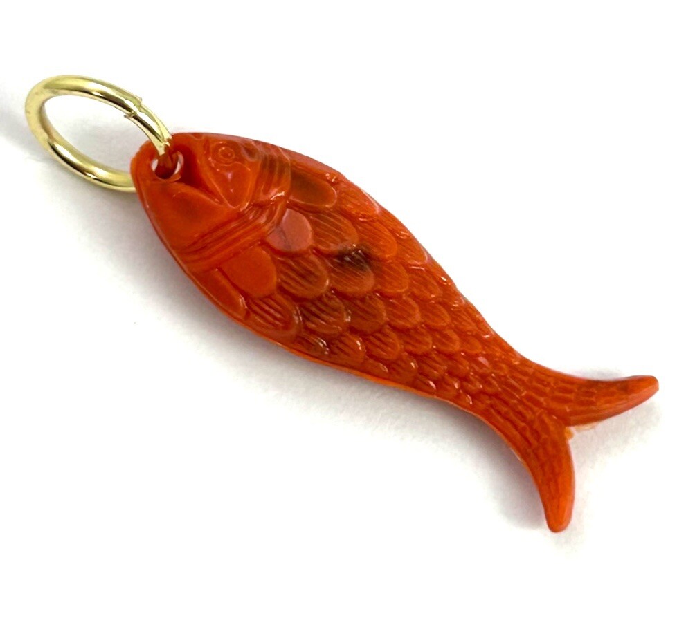 Fish Charm Necklace Pendant Orange Plastic Fish Jewelry For Women Gift Fishing