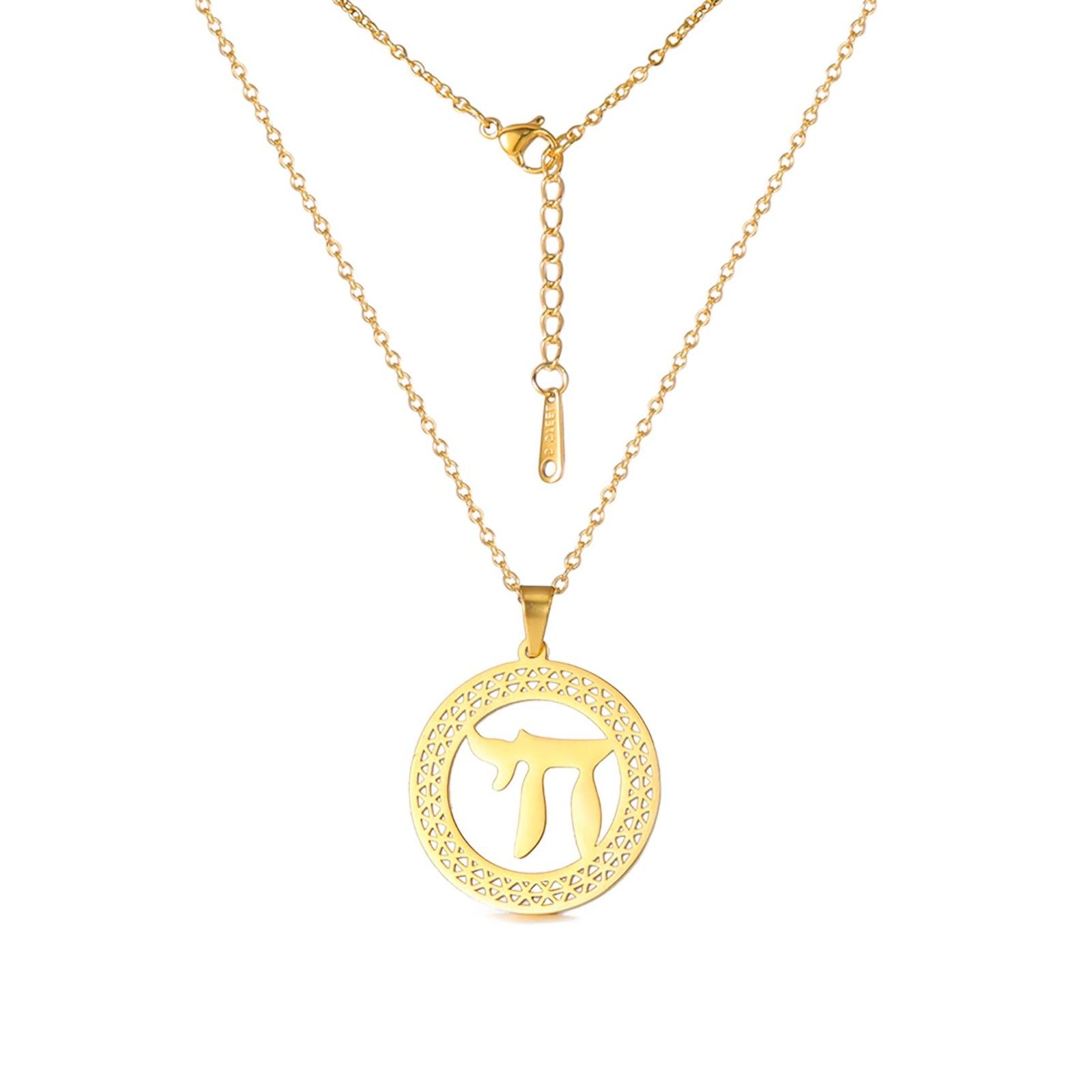 Jewish Chai Necklace Hebrew Letter Pendant Circle Life Symbol Classic Jewish Cha