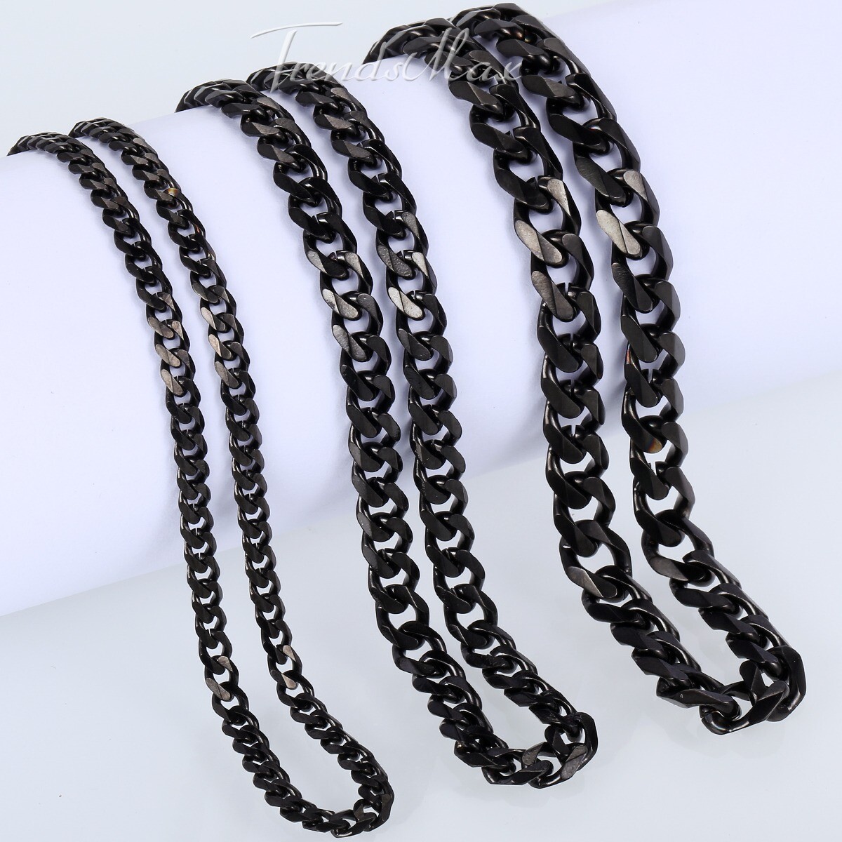 3/5/7mm 18-26″ Black Stainless Steel Necklace for Mens Unisex Curb Cuban Chain