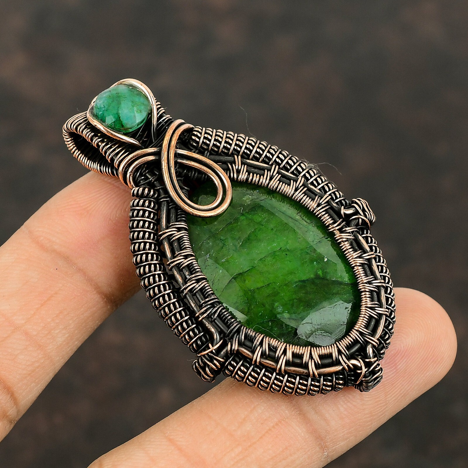Gemstone Jewelry Awesome Copper Pendant Bestie Gift Wire Wrapped Pendant 2.44″