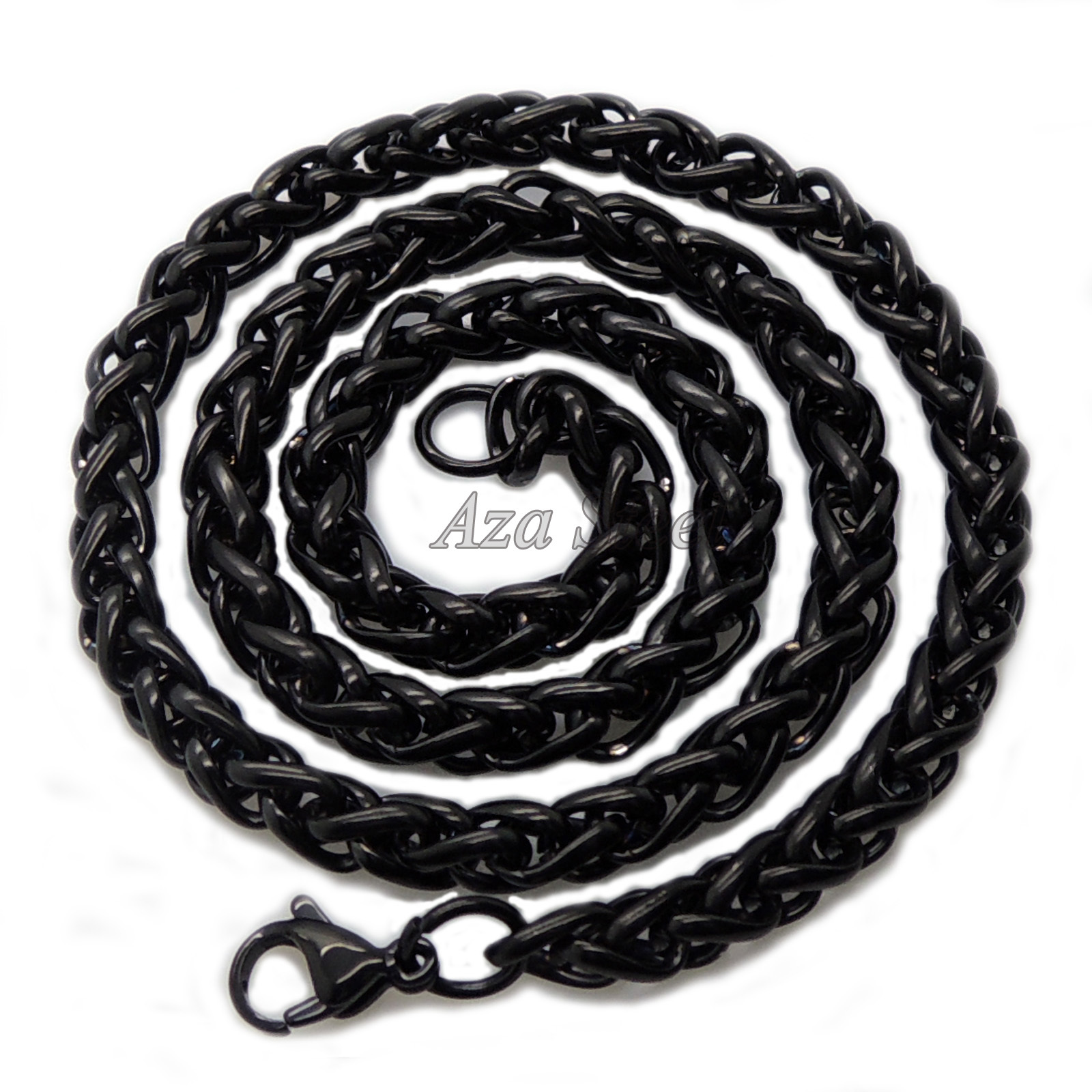 MENS 6MM Gold/Black/Silver 16″~36″ Stainless Steel Wheat Braided Chain Necklace