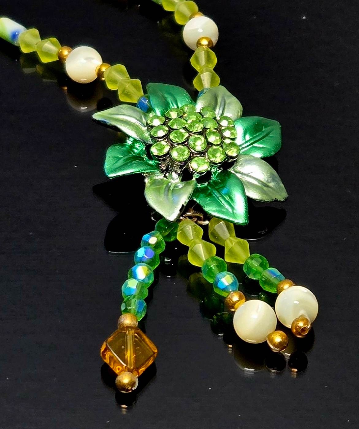 Handmade Beaded Pendant Necklaces Boho Floral Artisan Jewelry Set Gift 6 pc