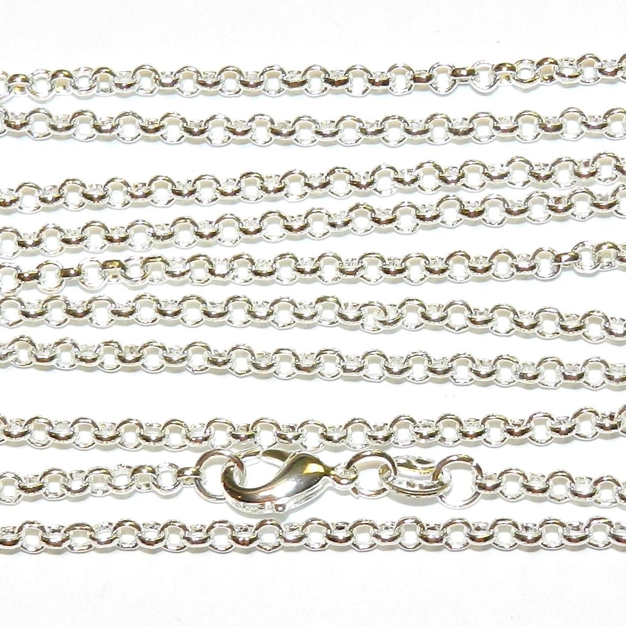 Delicate Silver Necklace Petite Chain Sterling Link 925 Italian Round Rolo 18″