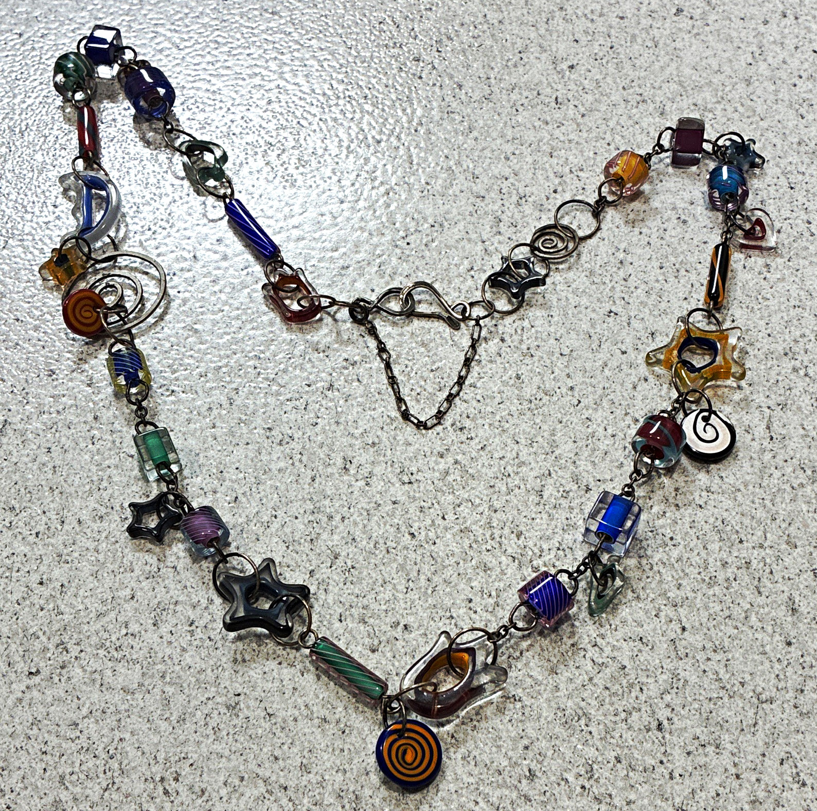 Sterling lamp work glass artisan necklace