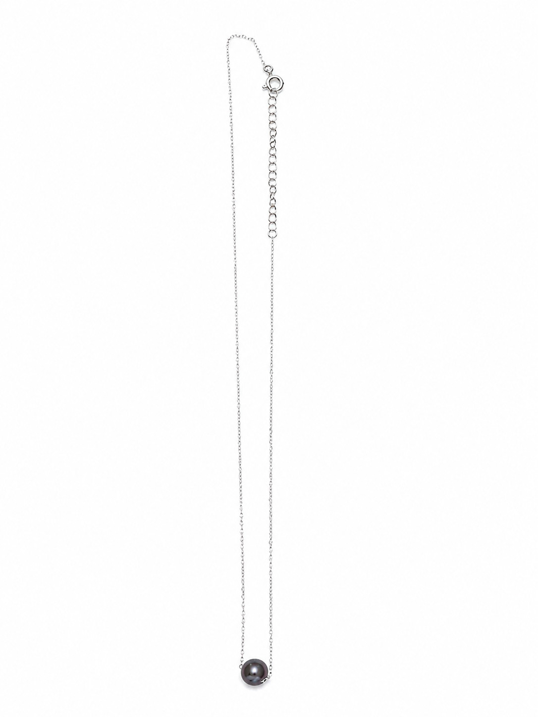 Necklace 7mm Black Pearl 15-17″ Adjustable Sterling Silver Chain Thailand Gift