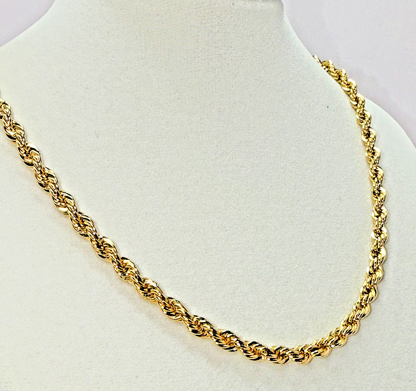 Classic Gold Plated Diamond Cut Twist Rope Chain Necklace Unisex