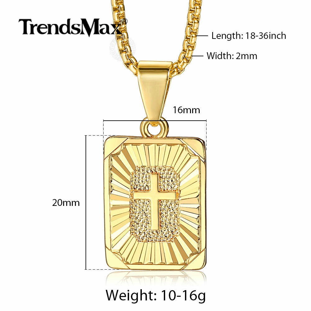 2MM 24″ Yellow Gold Filled 26 Letters A-Z Cross Charm Necklace or Pendant Only