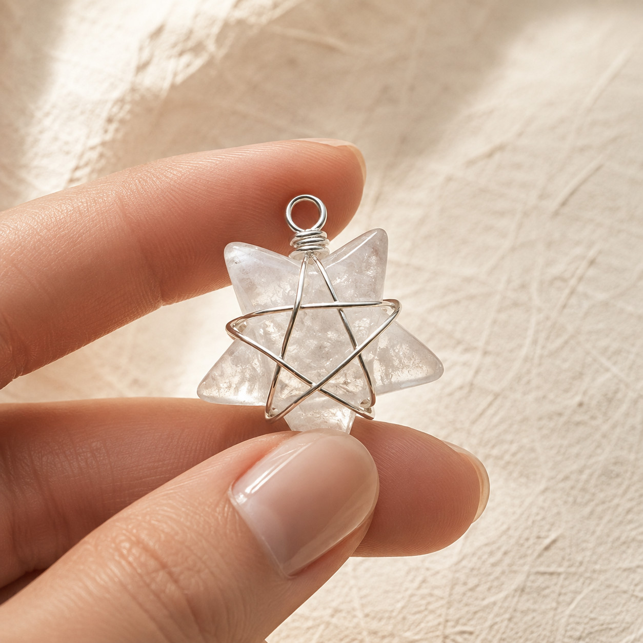 Natural White Quartz Star Pendant | Silver Wire DIY | Clarity & Healing | Boho