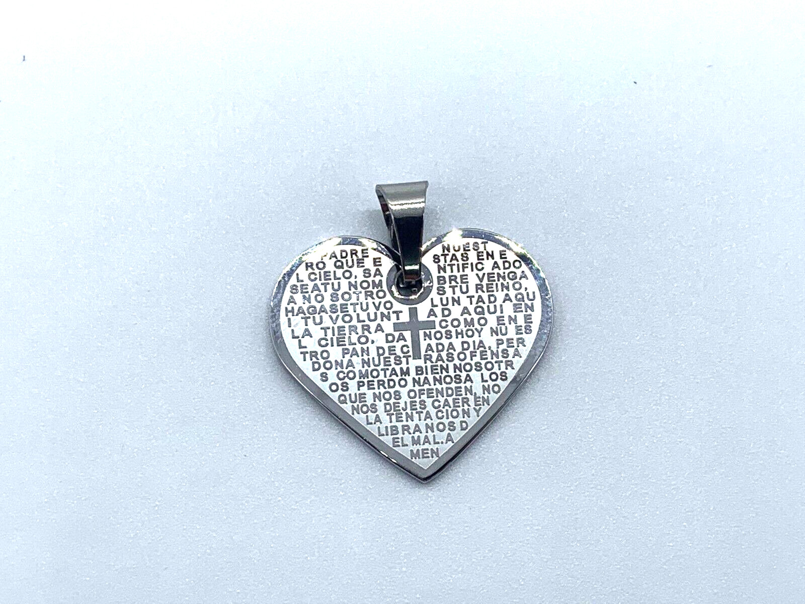Pendant Stainless Steel Gift Heart Father Padre Nuestro Corazon Plaited cm 2.5cm