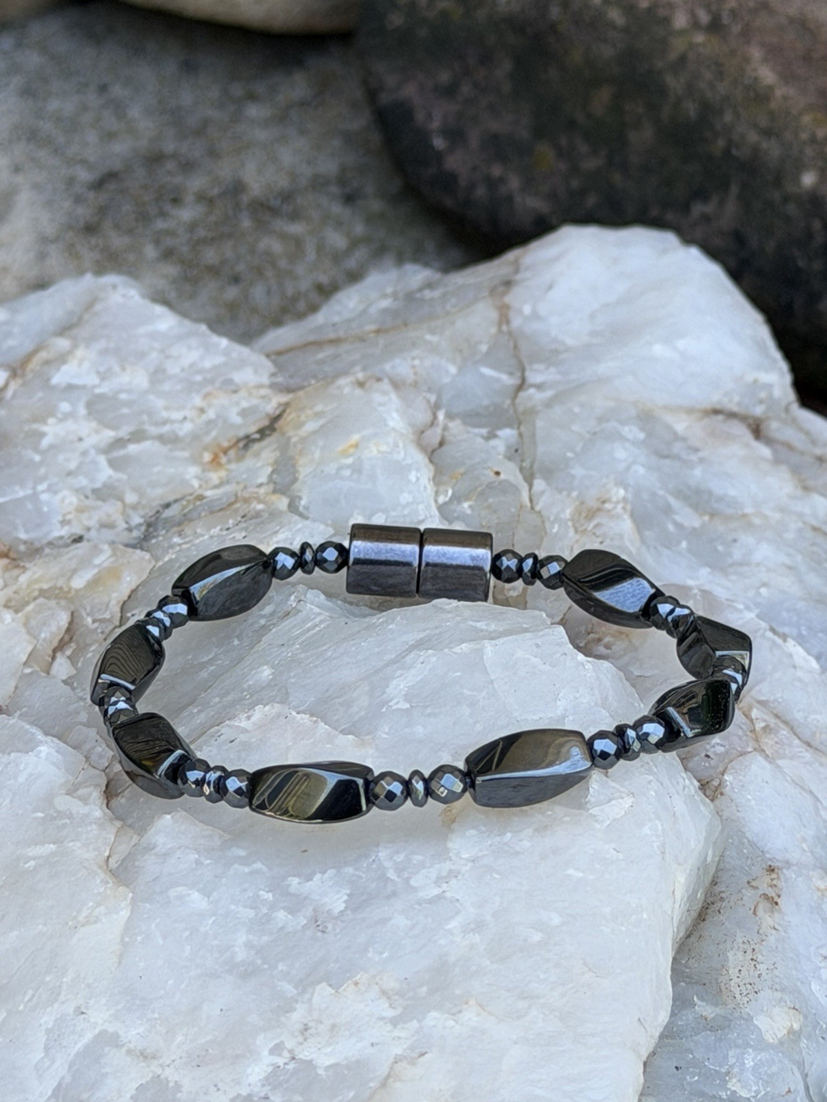 3x Power 100% Black Magnetic Hematite Anklet Necklace Bracelet 1 Row