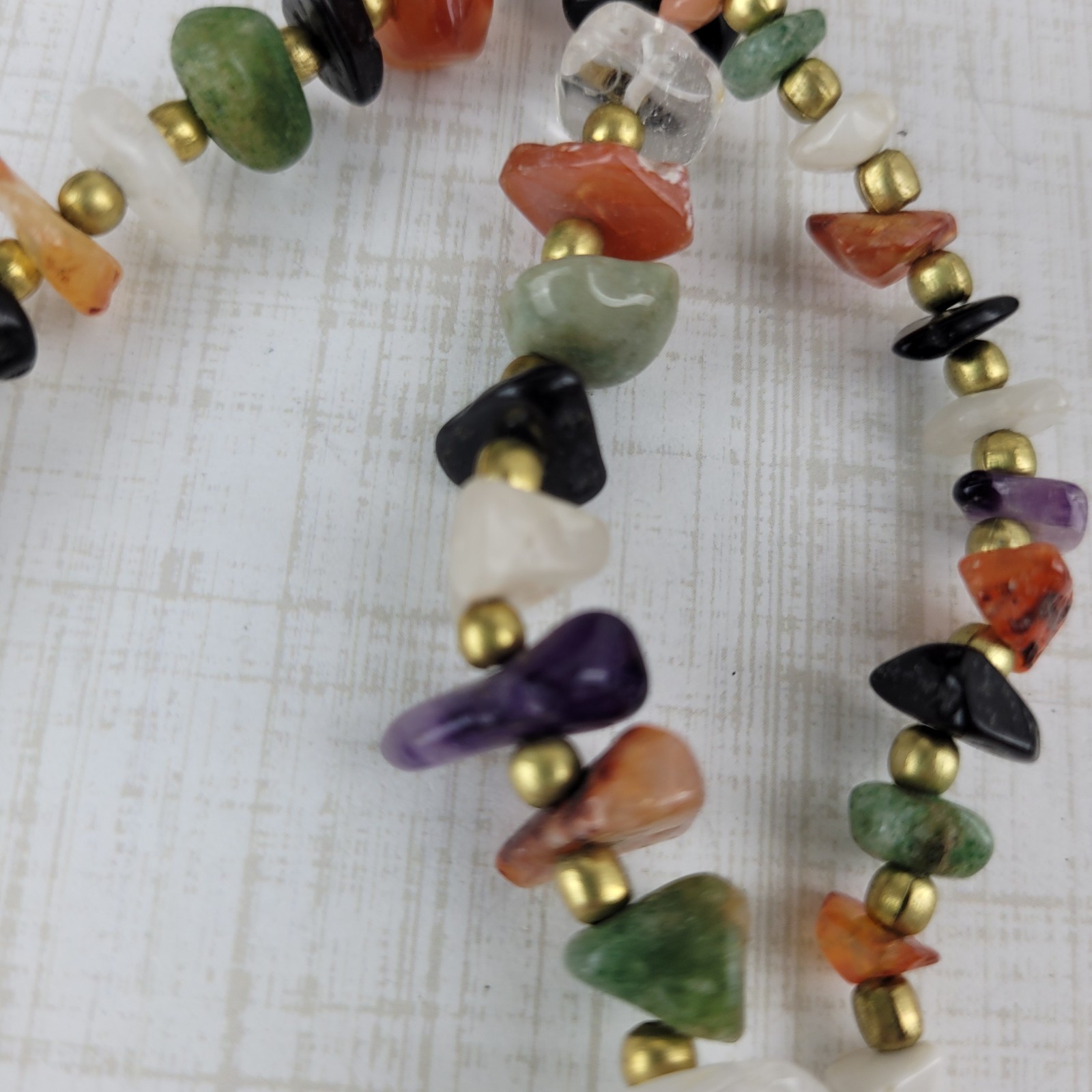 Multicolor Natural Gemstone Chip Bead Necklace Long 34″