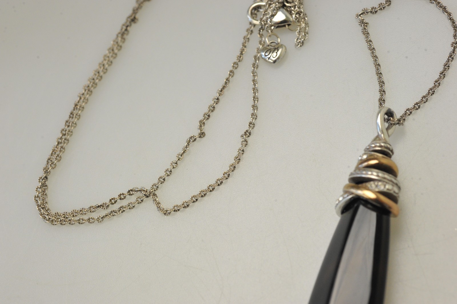 Brighton Neptune’s Rings Pyramid Black Agate Necklace Pave gold silver tone SA7