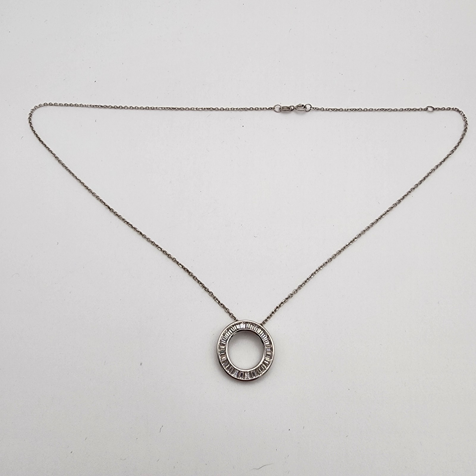 925 Sterling Silver Baguette CZ Circle of Life Pendant Necklace 18″ China CN