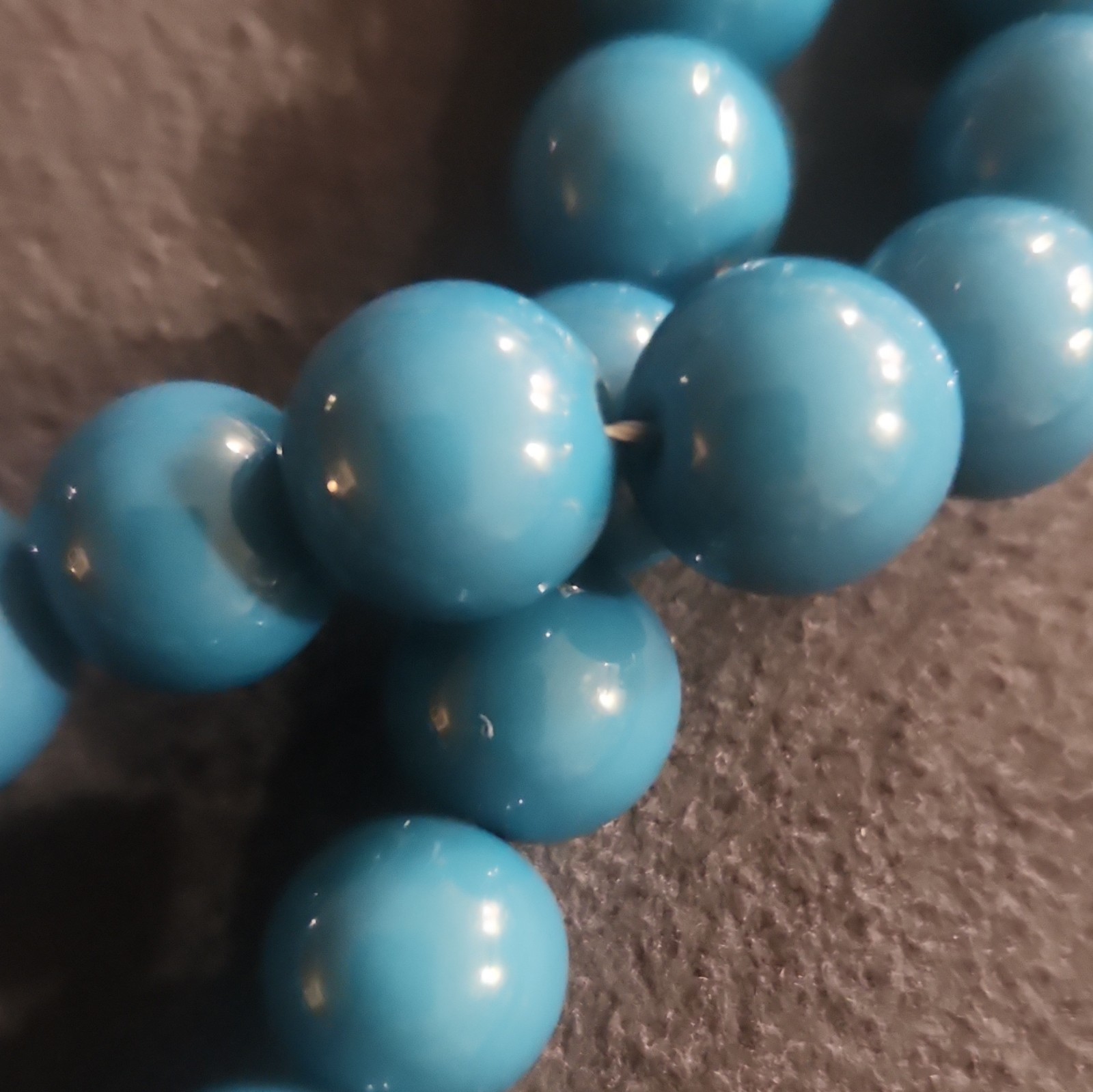 Blue Round Plastic Beaded Layered Multi-Strand Statement Necklace Lobster