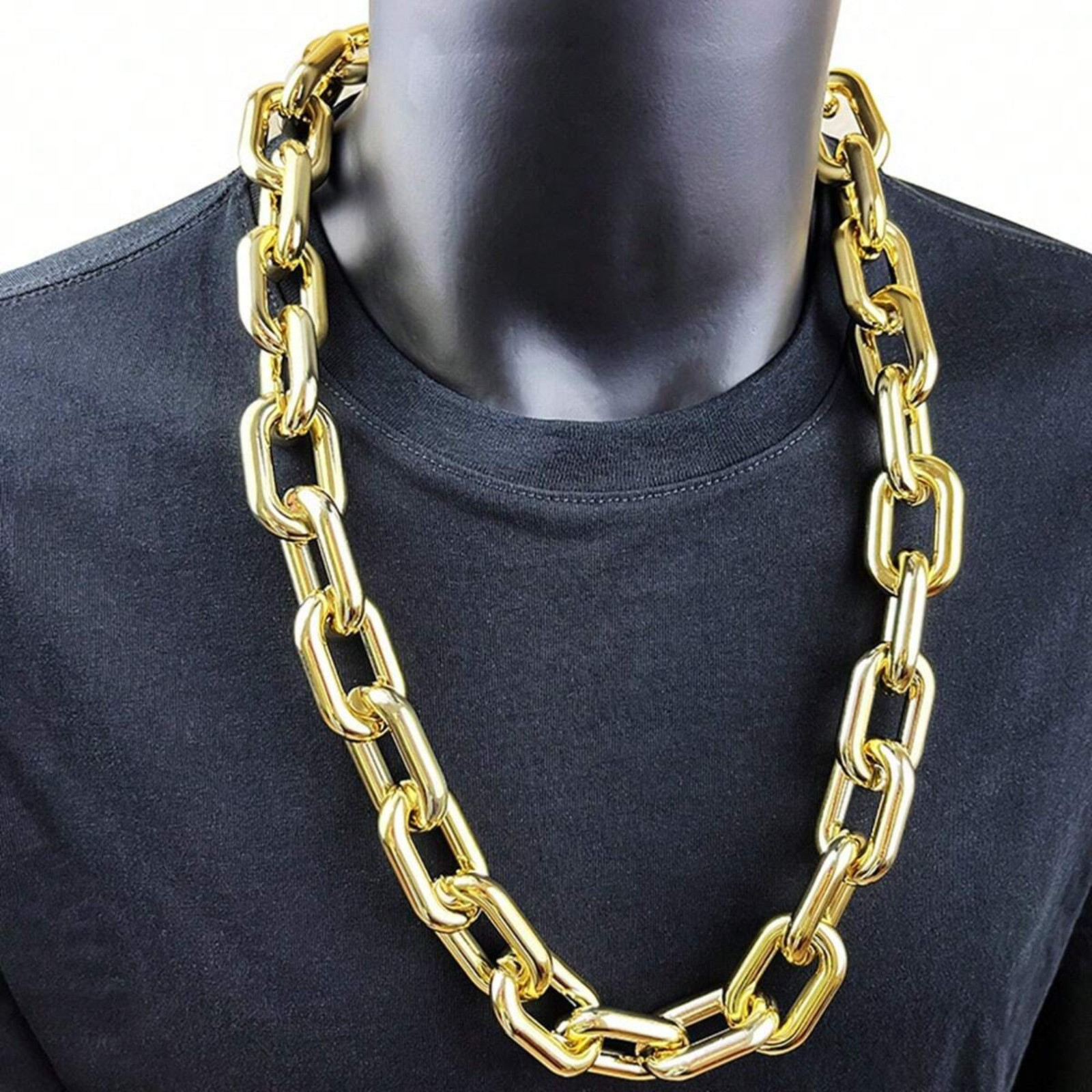 Chunky Fake Gold Chain Necklace Hip Hop Rapper Costume 80s 90s Bling Unisex Punk