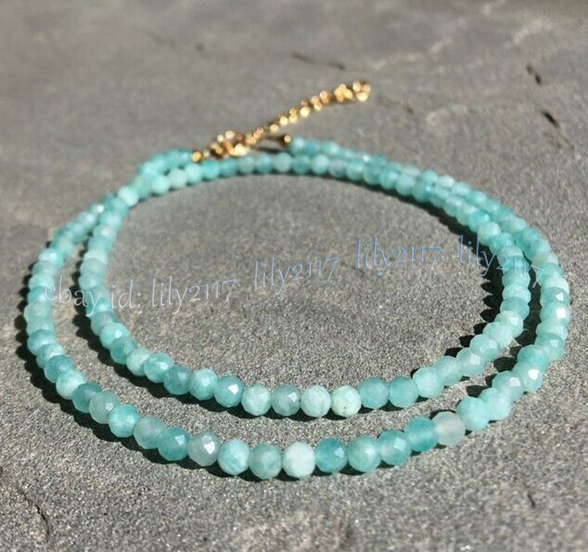 Mini 3mm Natural Blue Amazonite Faceted Gemstone Round Beads Necklace 14-28”