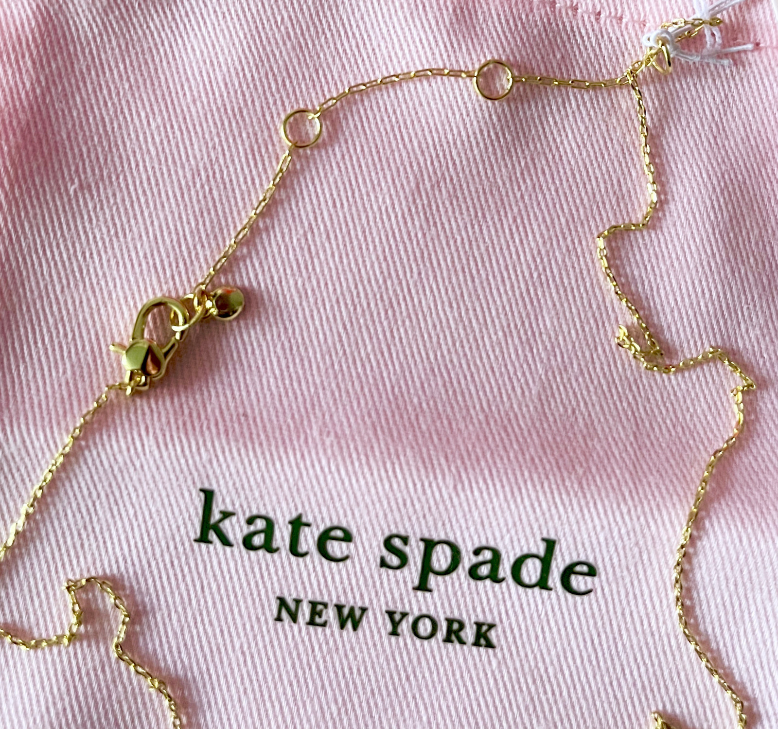 NWT Kate Spade Say Yes PAVE Cursive MRS Gold 16” With 3″ Extender Necklace $78