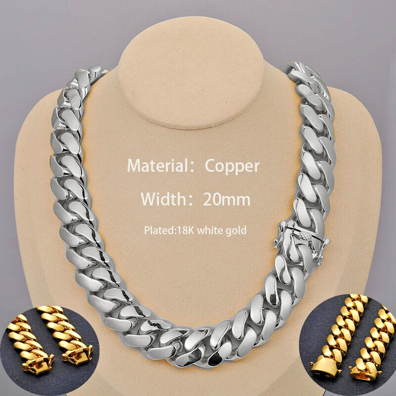Heavy Cuban Miami Chain 18K Gold Plated 20mm Thick Men Necklace Hip Hop Gift New