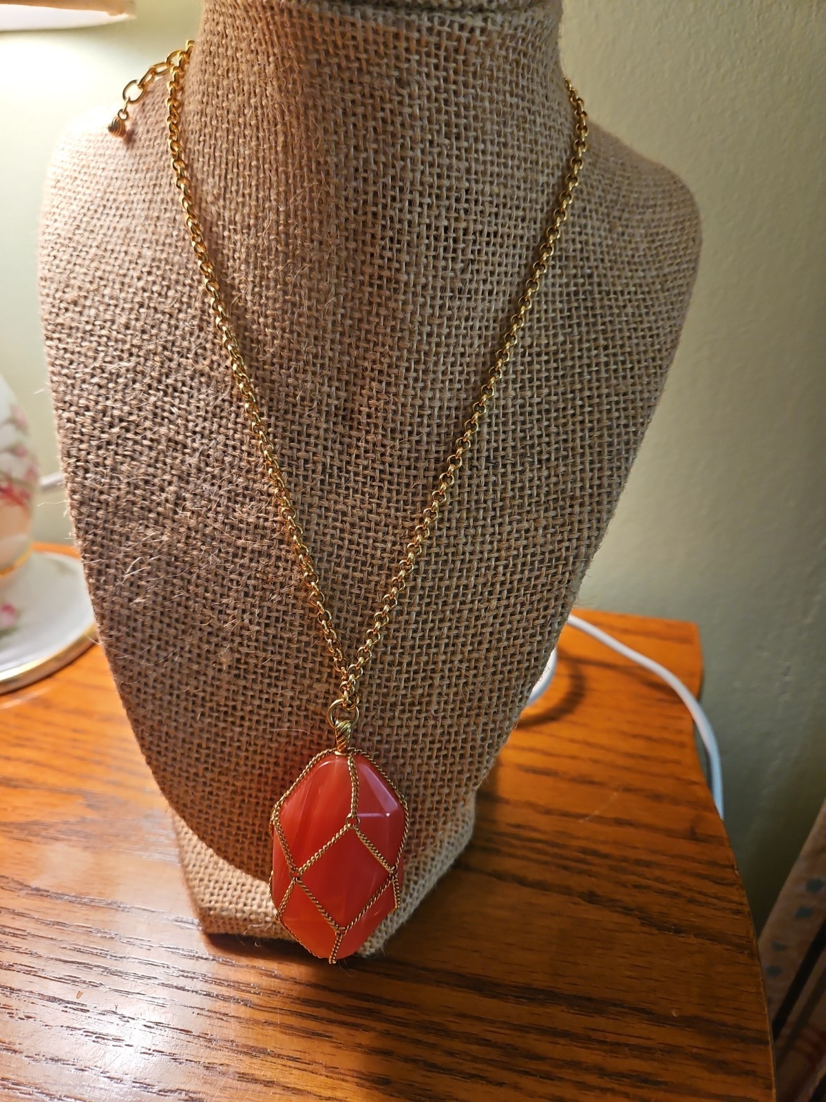 Joan Rivers Caged Faux Coral Goldtone Necklace. Good