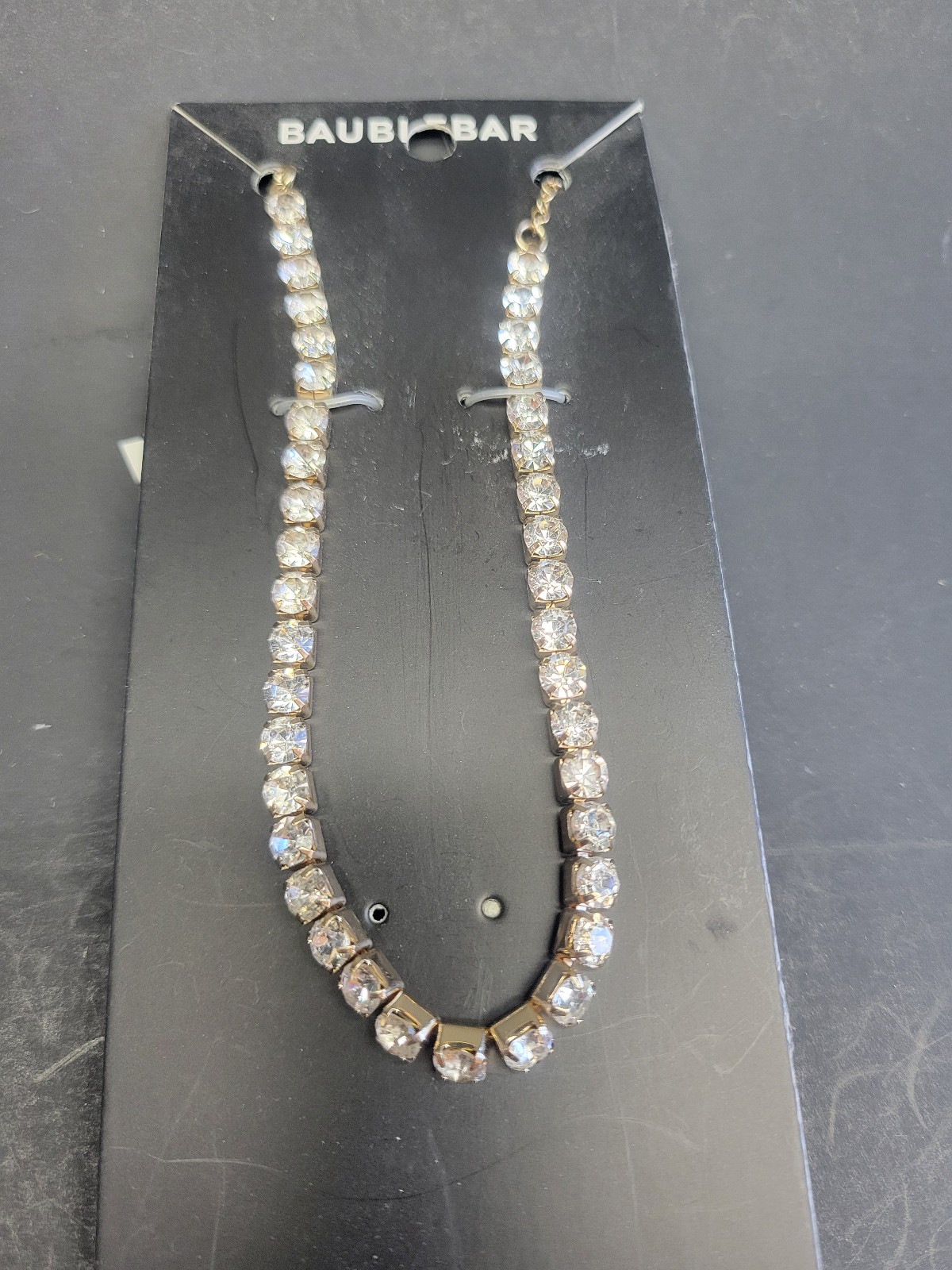 Baublebar White crystal Rhinetsone Necklace Gold Plated chain w/ Lobster Clasp