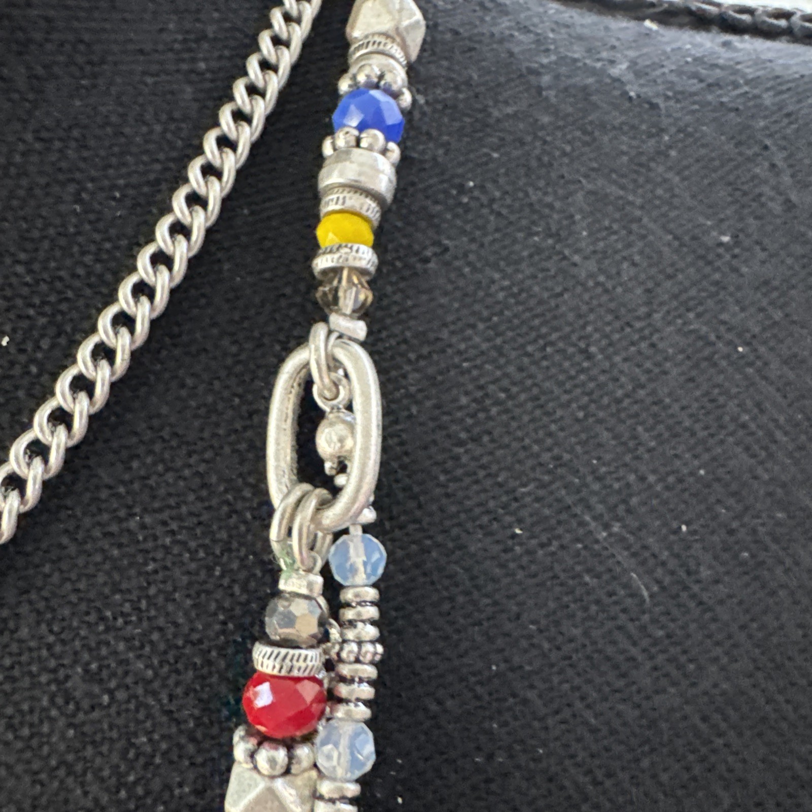 Cara NY SUMMER Chain Statement Necklace Layered CZ Yellow Blue Red NEW