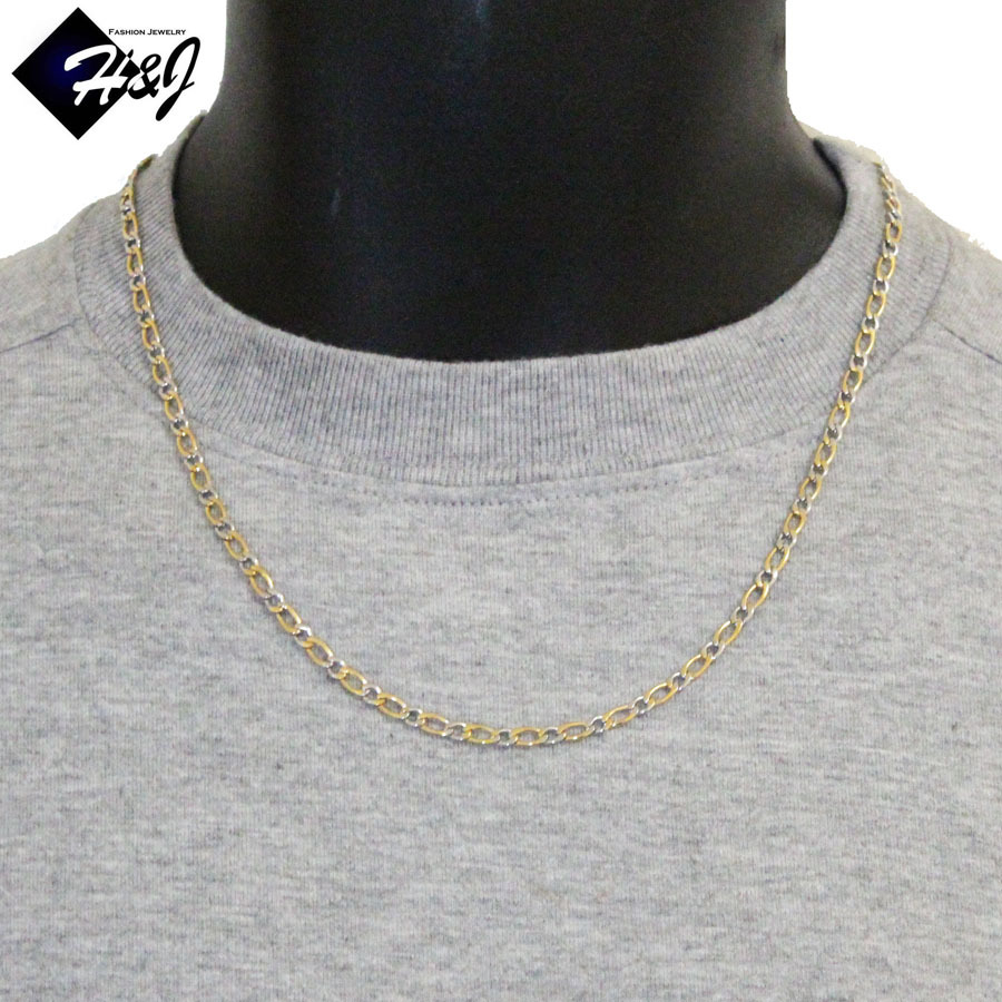 20″Men Women Stainless Steel 3mm Gold Plated/Silver Figaro Link Chain Necklace