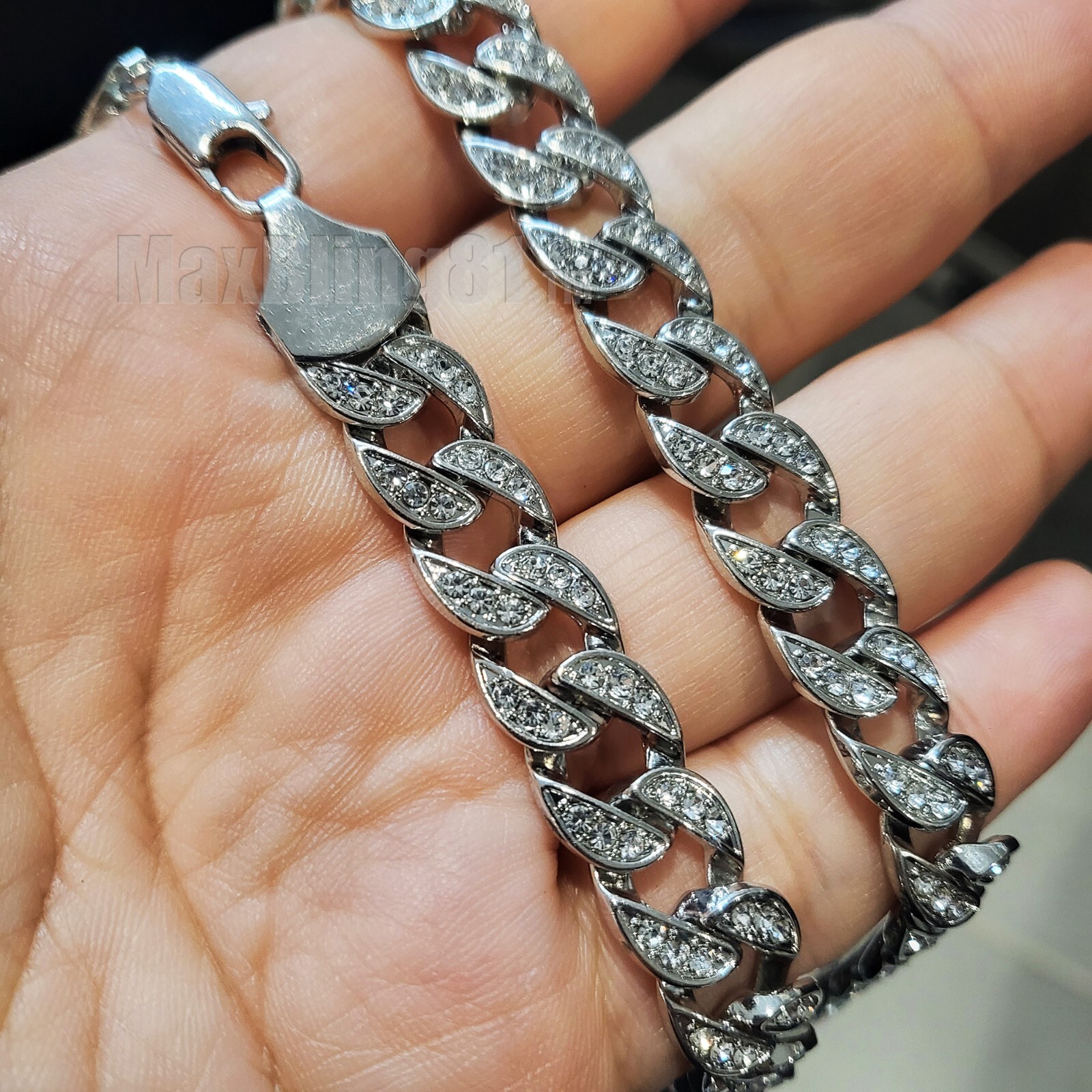 Kids Baby Silver Plated Alloy 14″ ~ 24″ Iced Cubic Zirconia Cuban Chain Necklace
