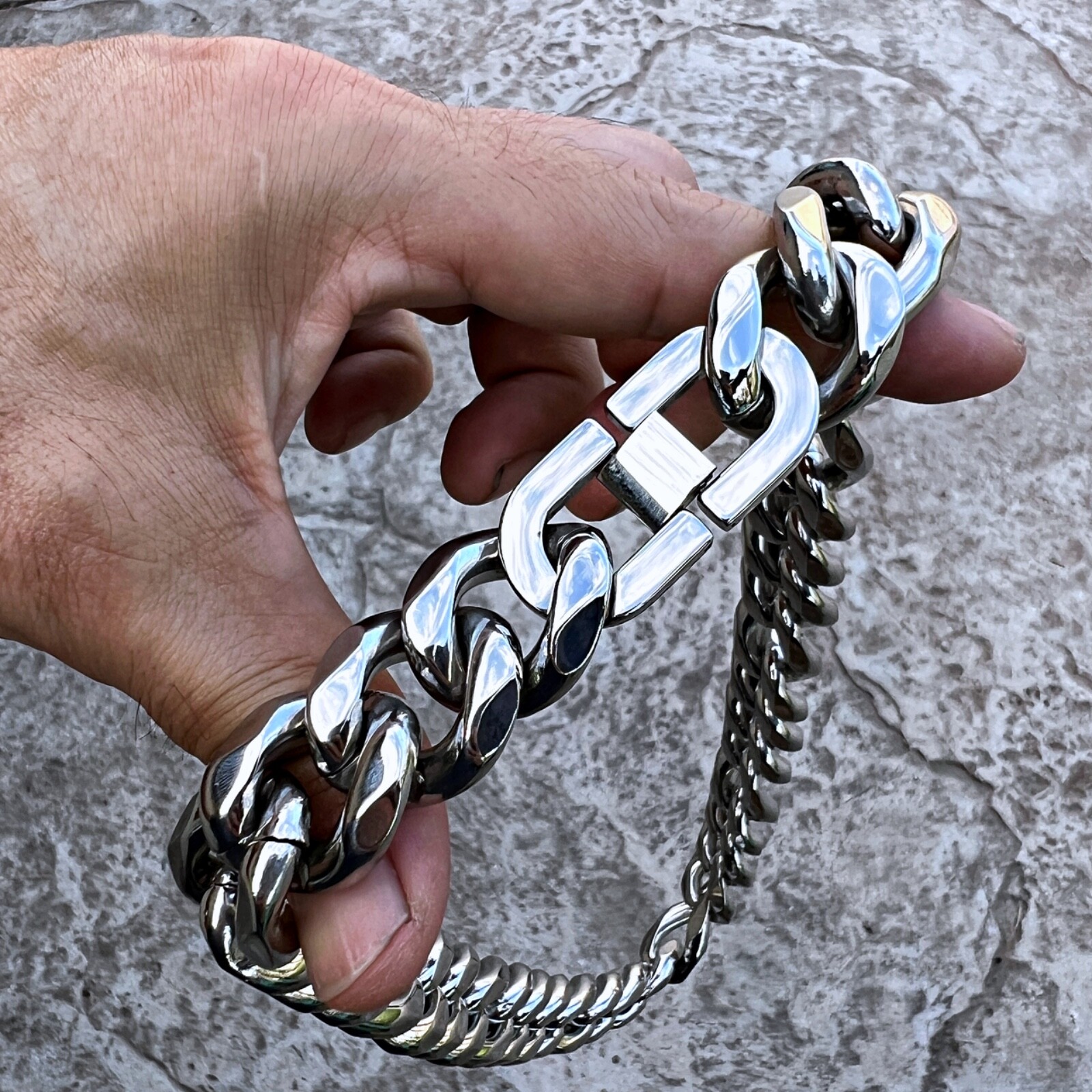 Mens Figaro Link Chain 316L Stainless Steel Heavy Necklace 22MM Thick 18″-30″ in