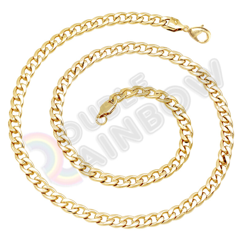 Men Women’s Stainless Steel Necklace Gold Plated Cuban 3-12mm Chain 18-36″