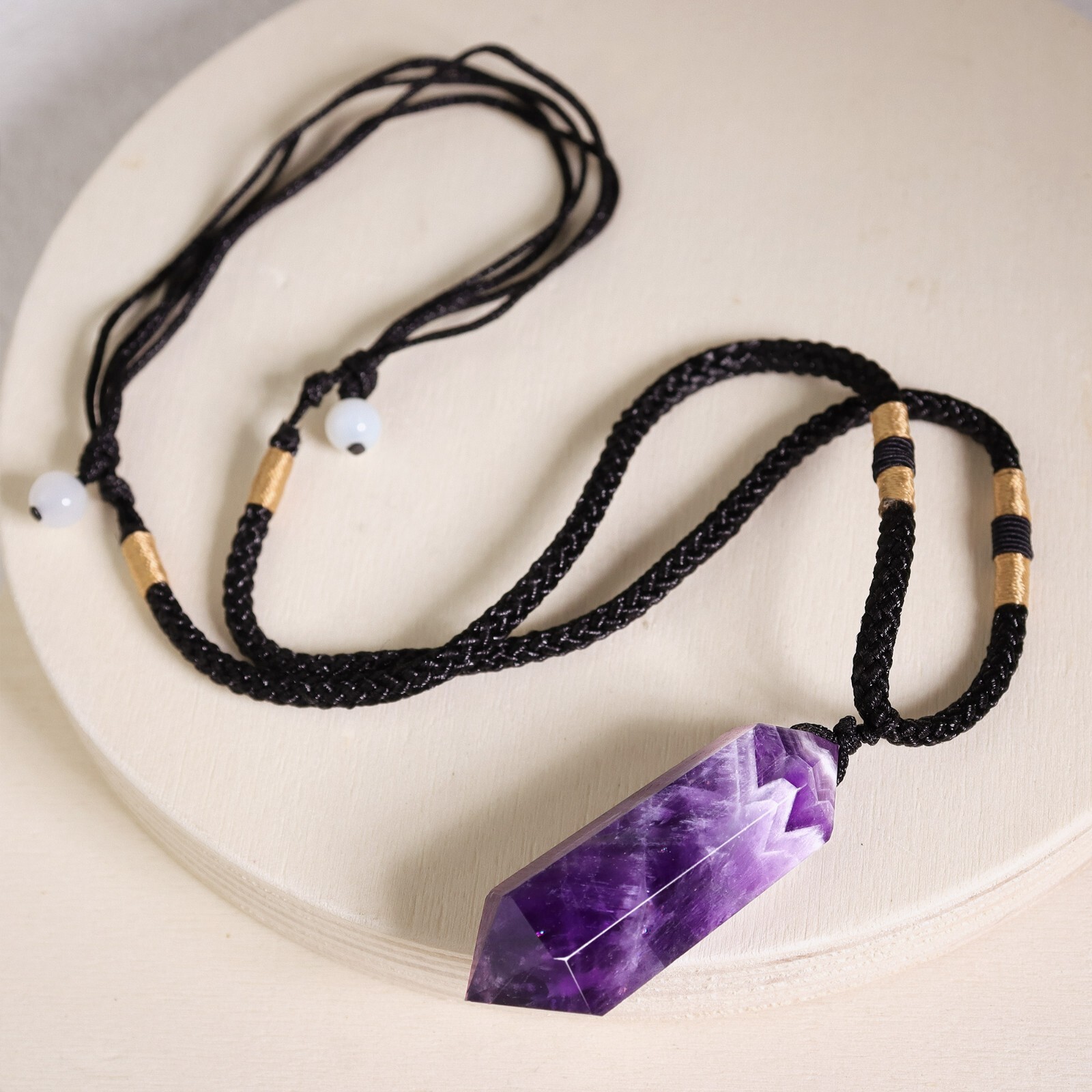Amethyst Crystal Hexagonal Point Pendant Healing Chakra Women Men Necklace Gifts
