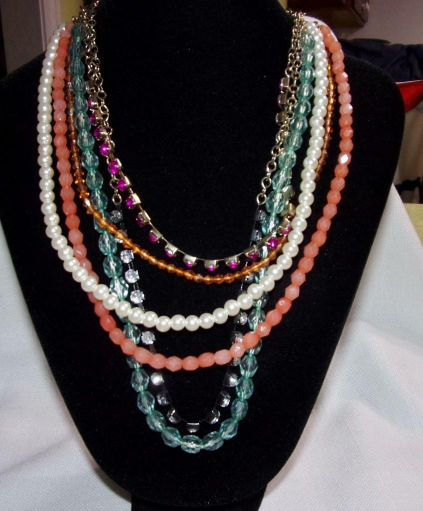 AEO 6-Strand Mixed Bead & Rhinestone Necklace, Multi-Color as Shown