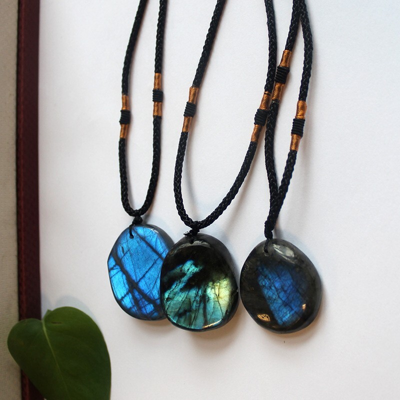 Genuine Real Labradorite Pendant Healing Reiki Chakra Women Men Necklace Gifts