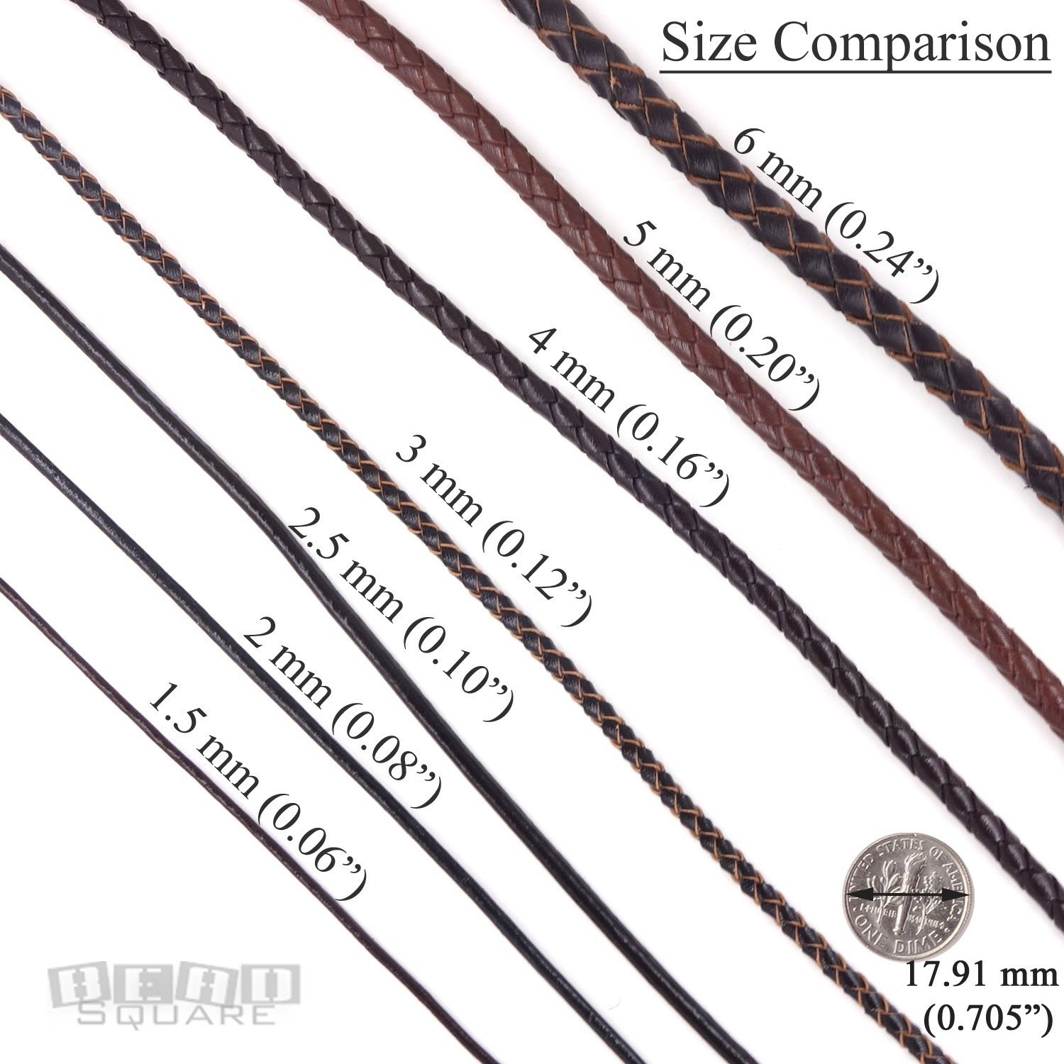 20″ Sterling Silver 4mm Round Braided Brown Genuine Leather Cord Necklace