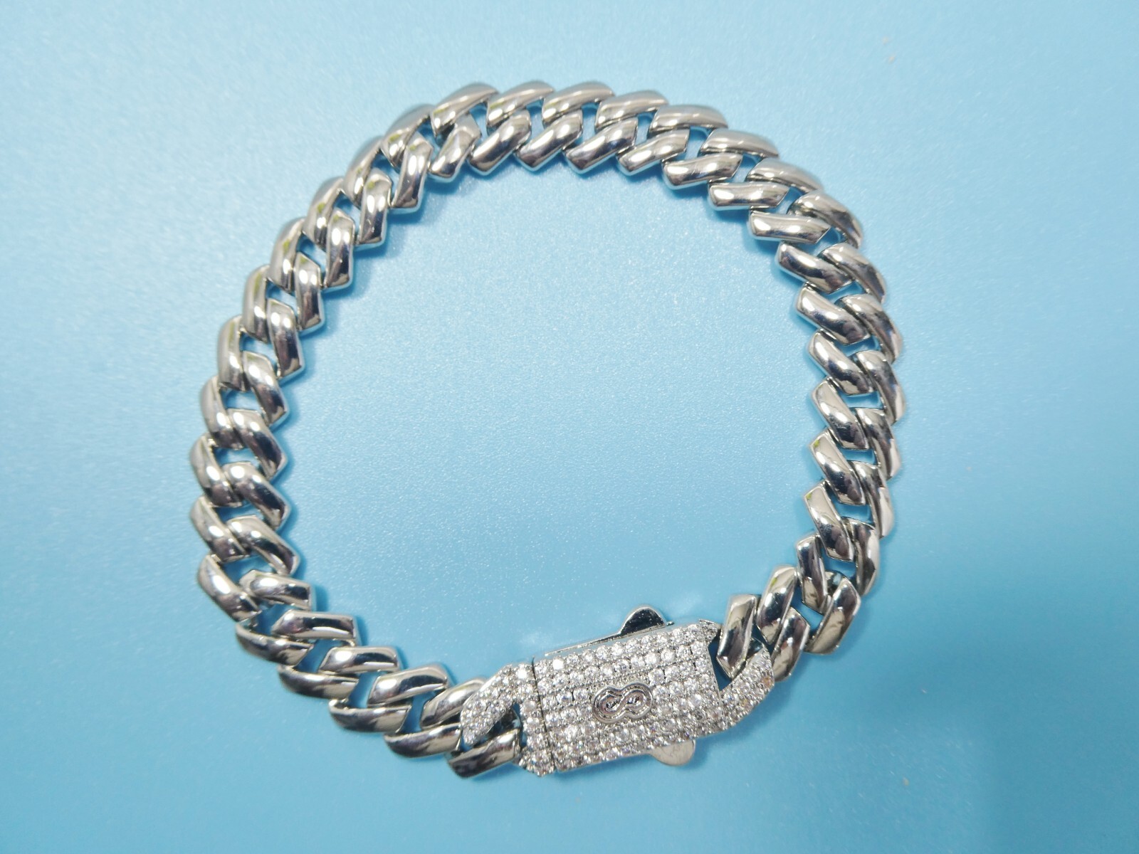 9MM 14K COLOR WHITE GOLD BRASS RHODIUM PLATED MONACO BRACELET/NECKLACE
