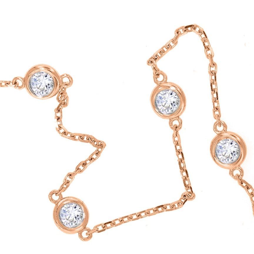 3 TCW Man Made Diamond By The Yard Station Necklace 14k 16″, 18″, 20″