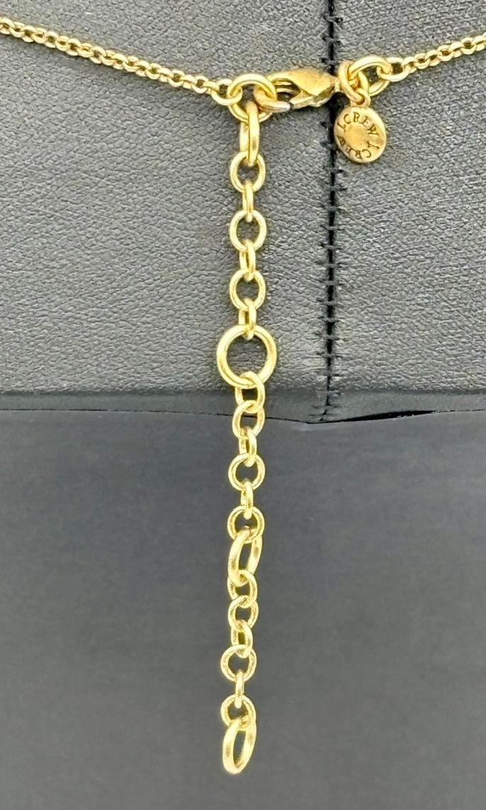 J. Crew Long Brass Gold-Tone Necklace Dangling Vertical Bar Charms W Rhinestones
