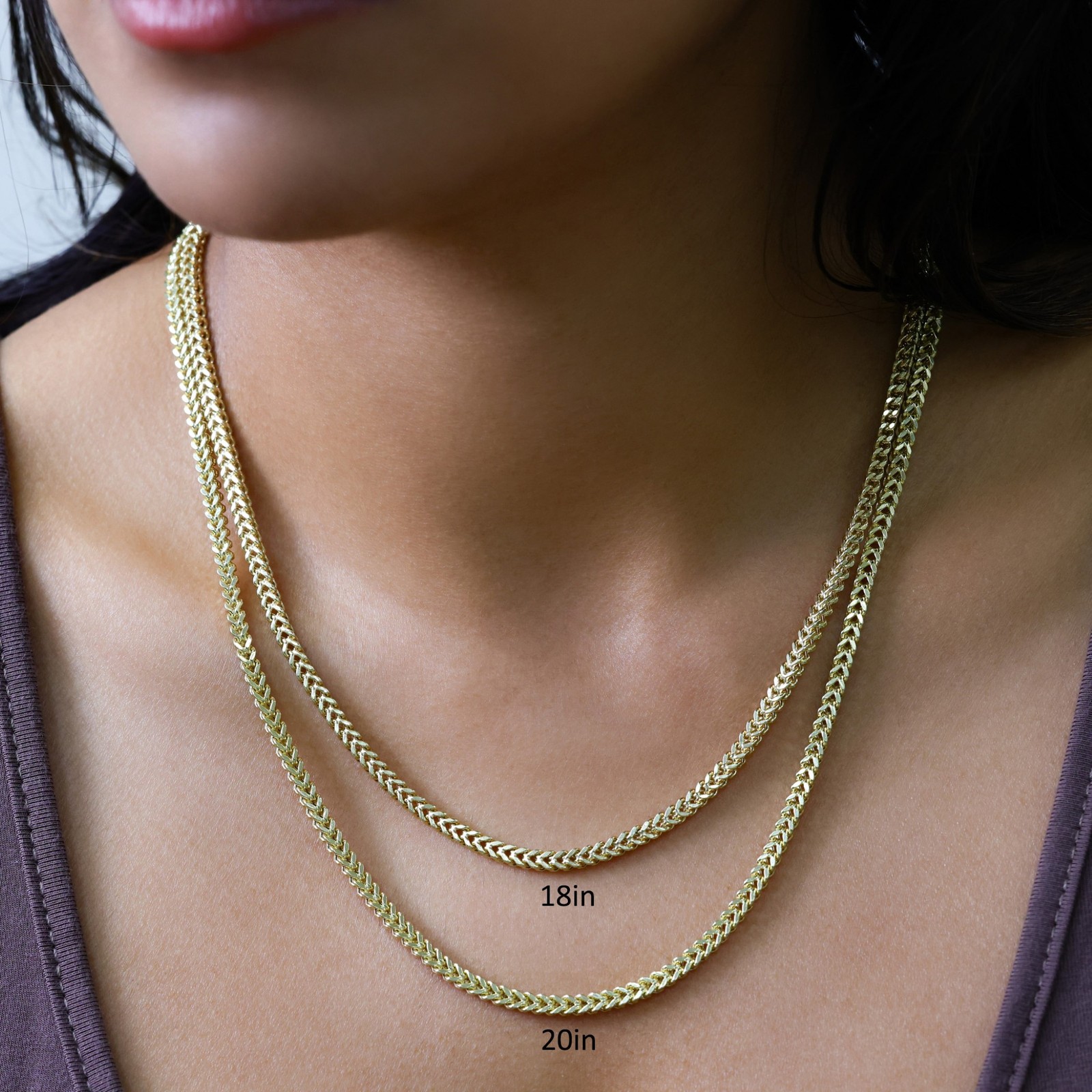14K Yellow Gold Mens 3mm Franco Square Box Foxtail Wheat Necklace Chain 24″