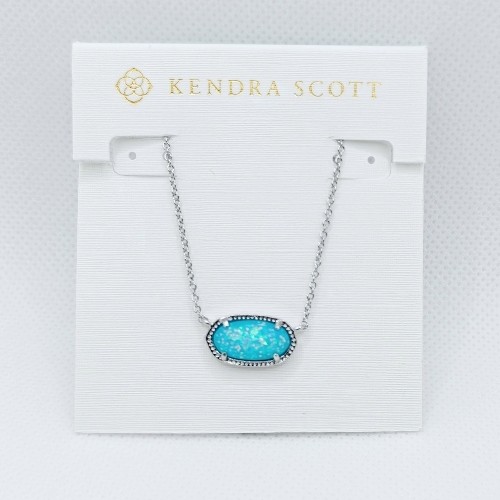 Kendra Scott Elisa Silver Pendant Necklace in Blue Periwinkle Opal