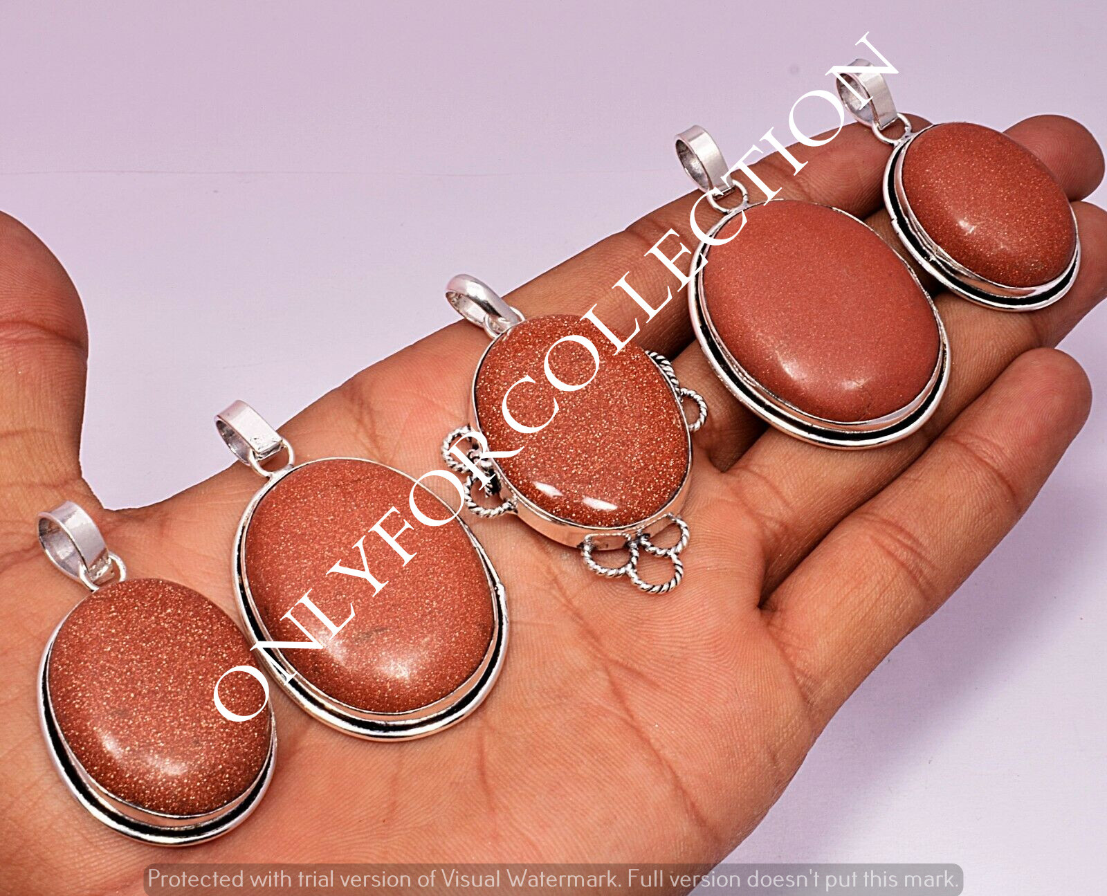 Shiny Goldstone Gemstone 925 Sterling Silver Plated Handmade Pendant Jewelry