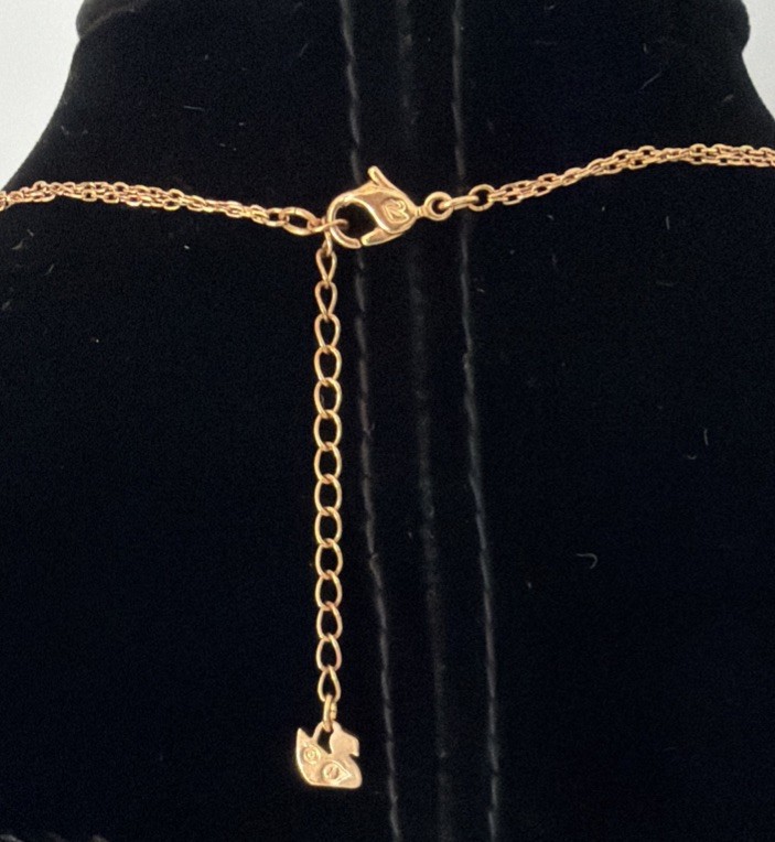 Swarovski FRESH Double Chain Layered Necklace Rose Gold Crystal Authentic Dainty