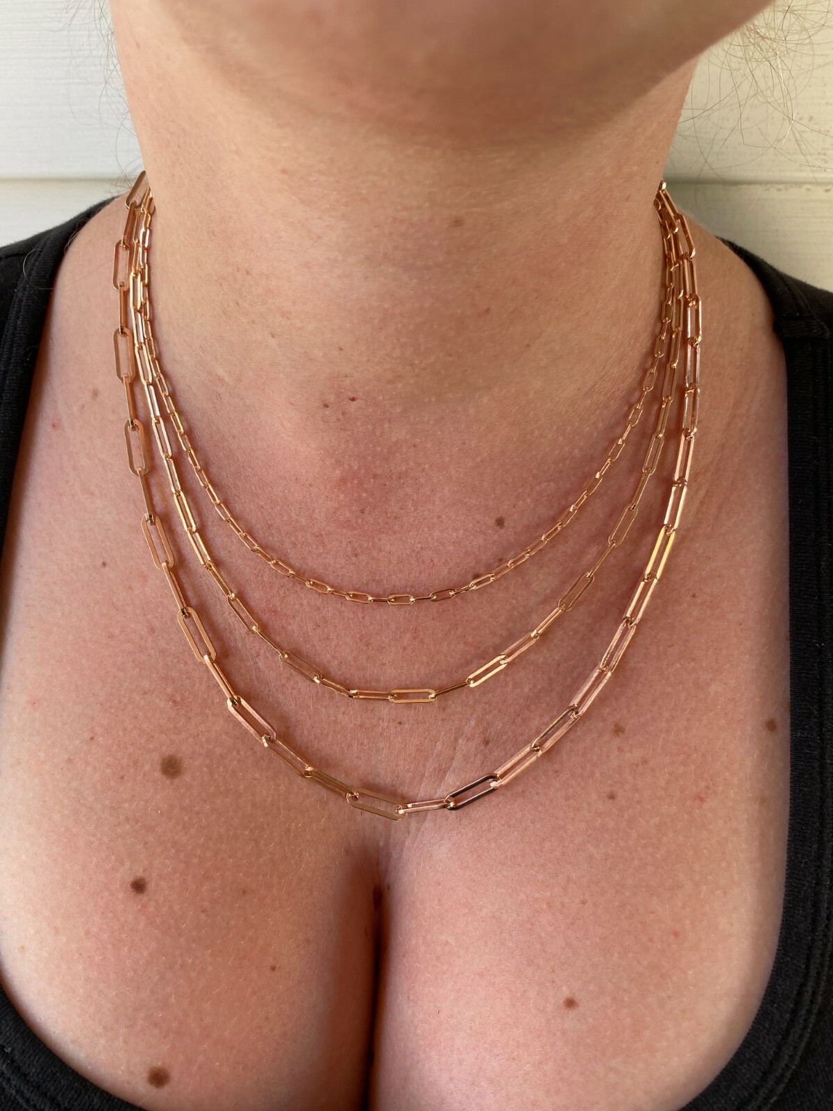 14k Rose Gold Plated Solid 925 Silver Paperclip Rolo Chain 2.5mm- 4mm Necklace