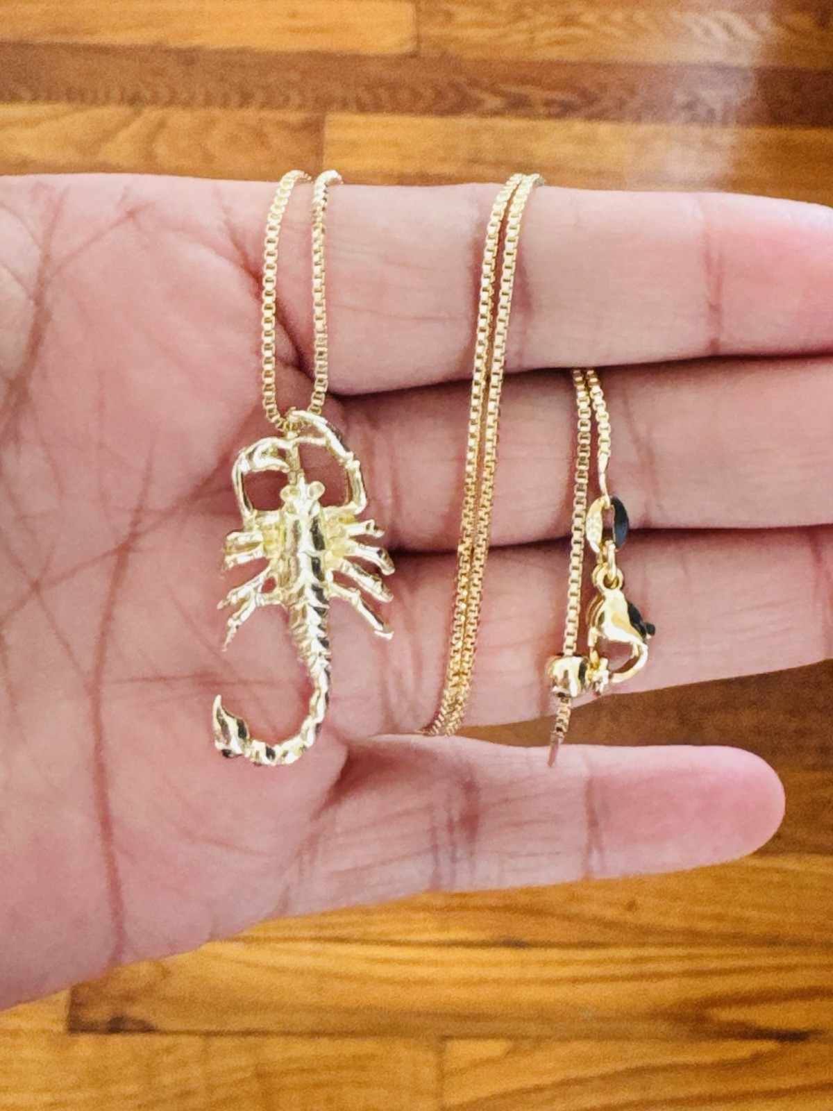14K Yellow Gold Plated Scorpion Charm Pendant Necklace Box Chain Lobster Clasp