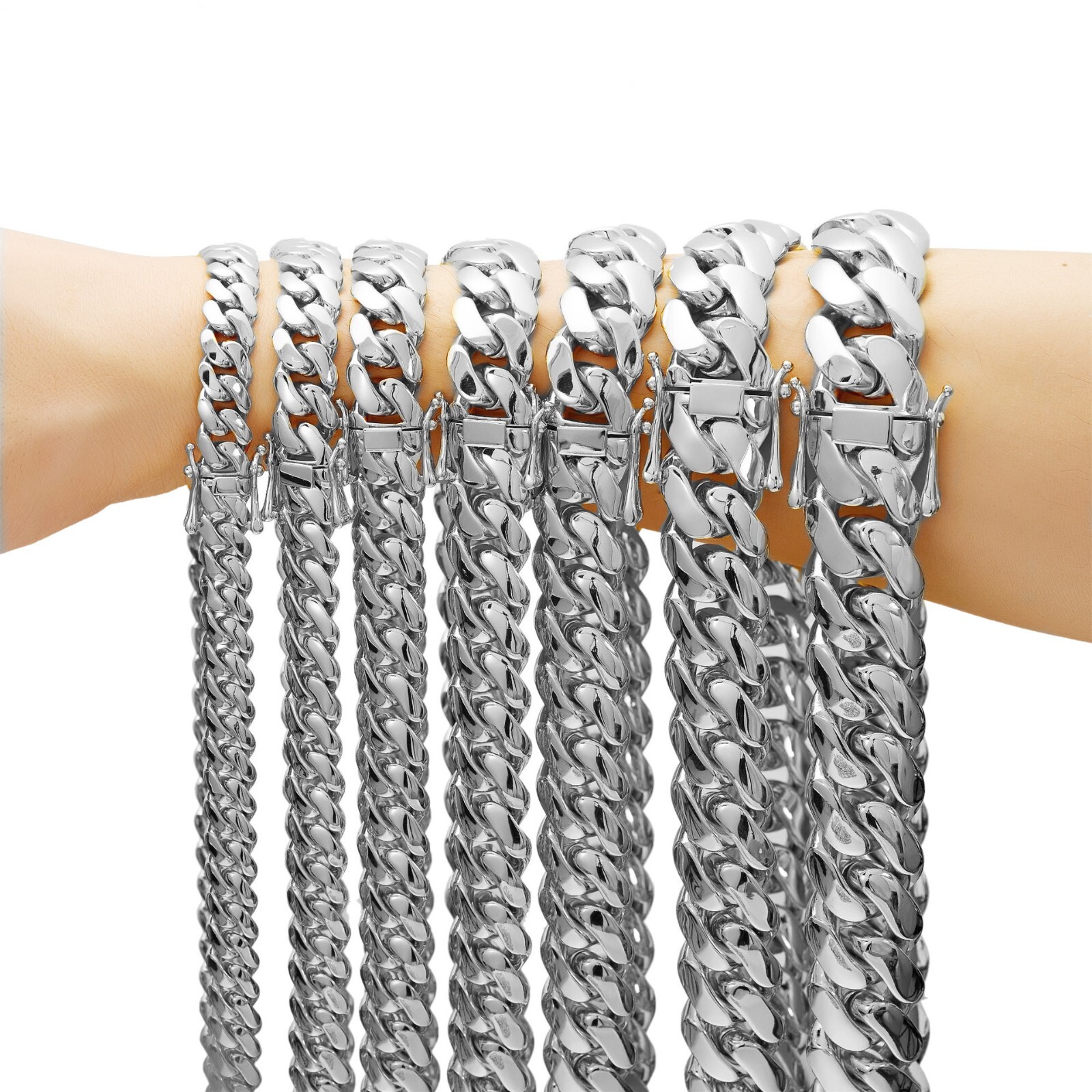 10-22mm Stainless Steel MEN Miami Hip Hop Cuban Chain Necklaces or Bracelets