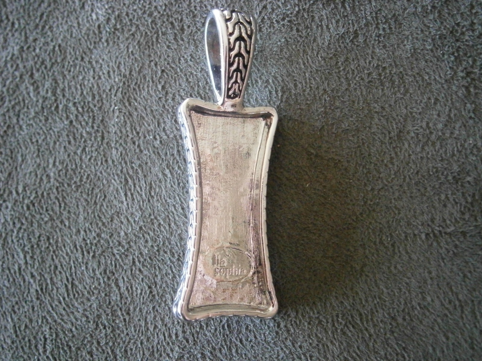 Lia Sophia Large Greek Isle Retired Green Crystal Silvertone Pendant 11.0g