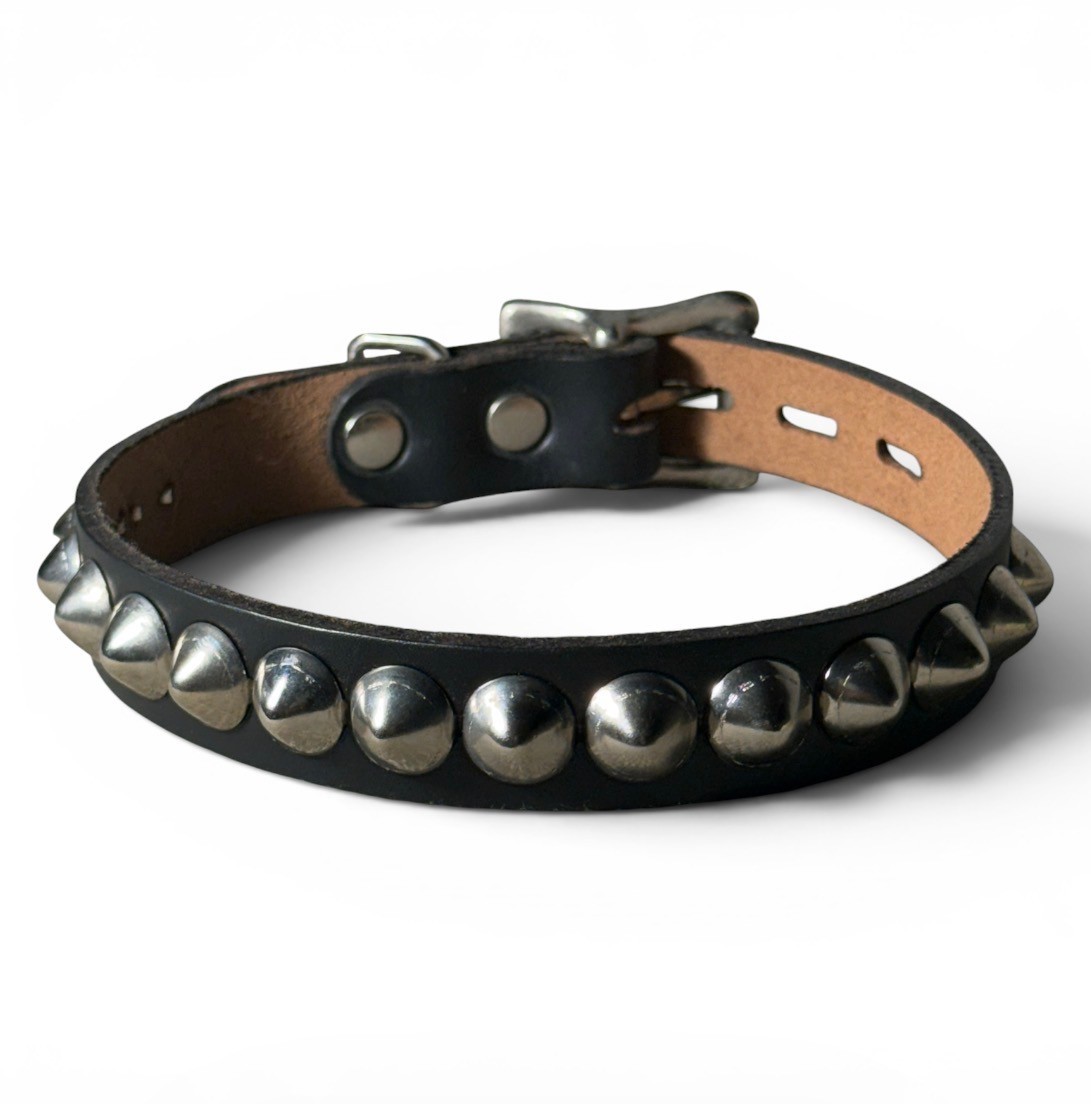 Handmade Genuine Leather Spike Choker Necklace 18″ Metal Studs Goth Alt Punk