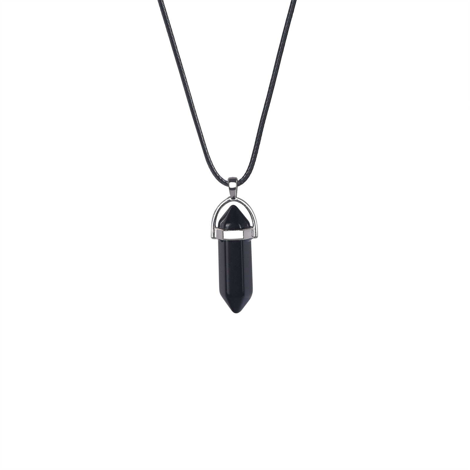 Necklaces Alloy Bullet Shape Pendant Hexagonal Chakra Crystal Pointed DIY Making