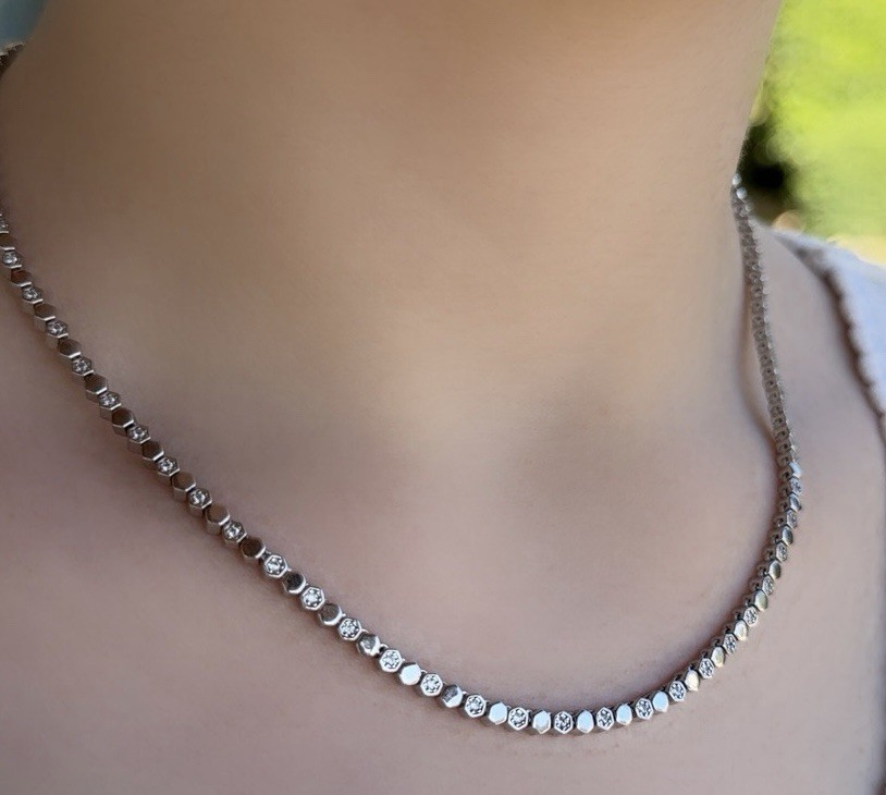 Honeycomb Choker Necklace AAA+ Real Zirconia Platinum Plated Luxury Jewelry
