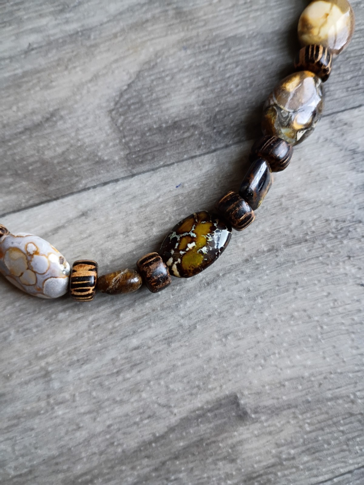 21” Multi Colored Semi Precious Stone Beaded Necklace Polished Gemstones