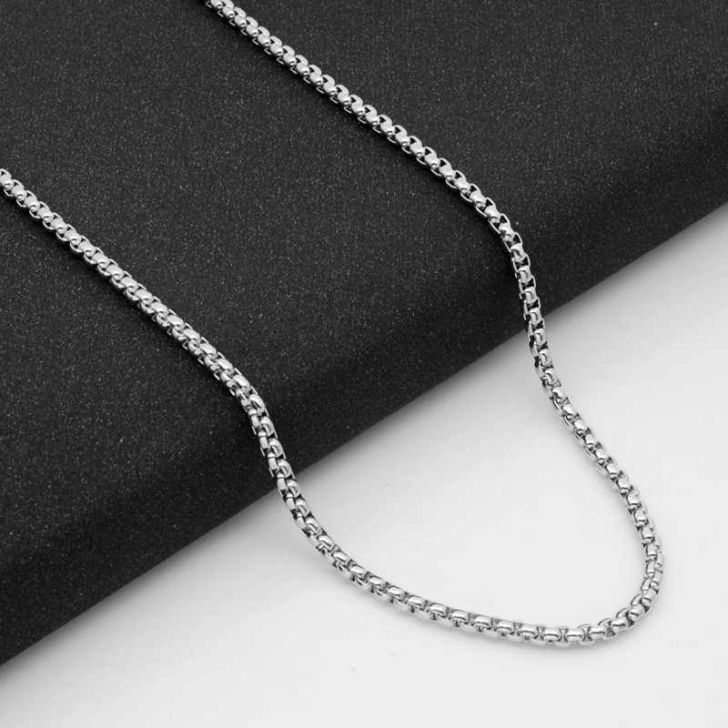 Silver Tone Round Box Chain Necklace Link Chain Lobster Clasp No Pendant Unisex